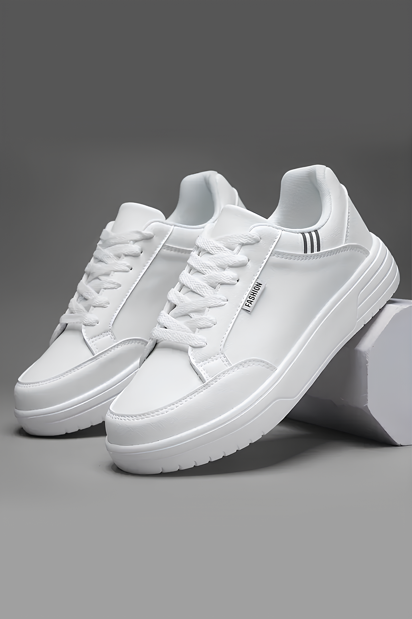 Erkek Beyaz Kalın Taban Spor Ayakkabı - Günlük Rahat Sneaker Modeli