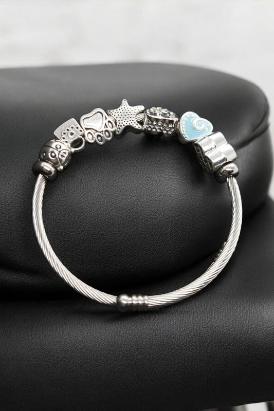 Pandora Model Mavi Kalpli Kadın Bileklik