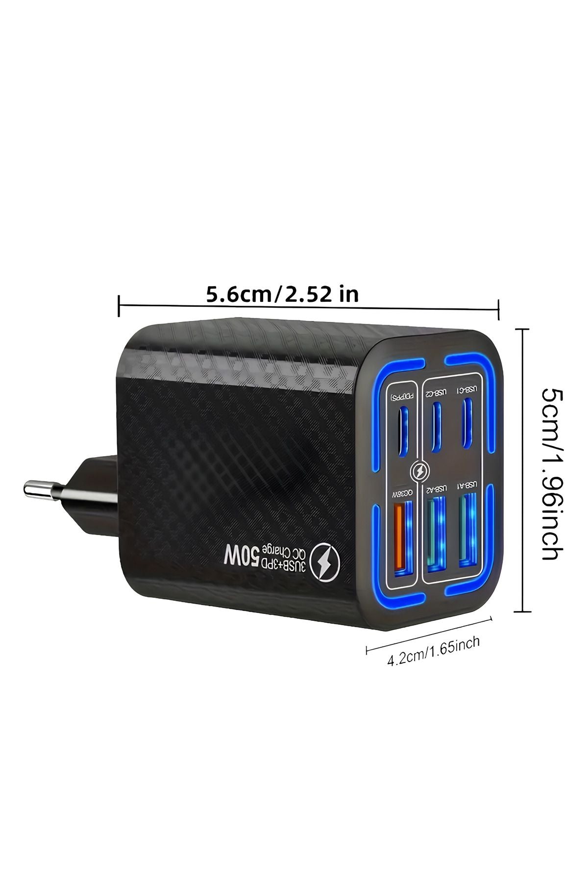 Beyaz Renk 50W Evrensel Hızlı Şarj Adaptörü - USB Çıkışlı Türkiye/Avrupa Fişli Şarj Cihazı
