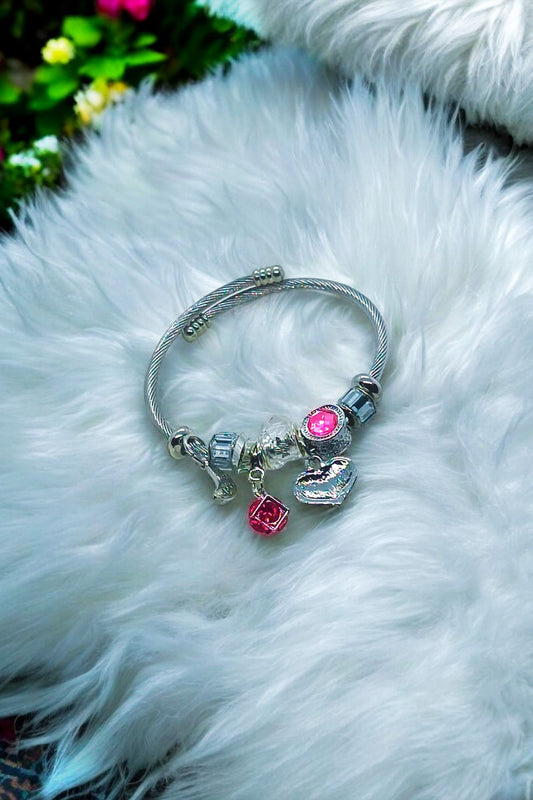 Pandora Model Kadın Pembe Charm Bileklik
