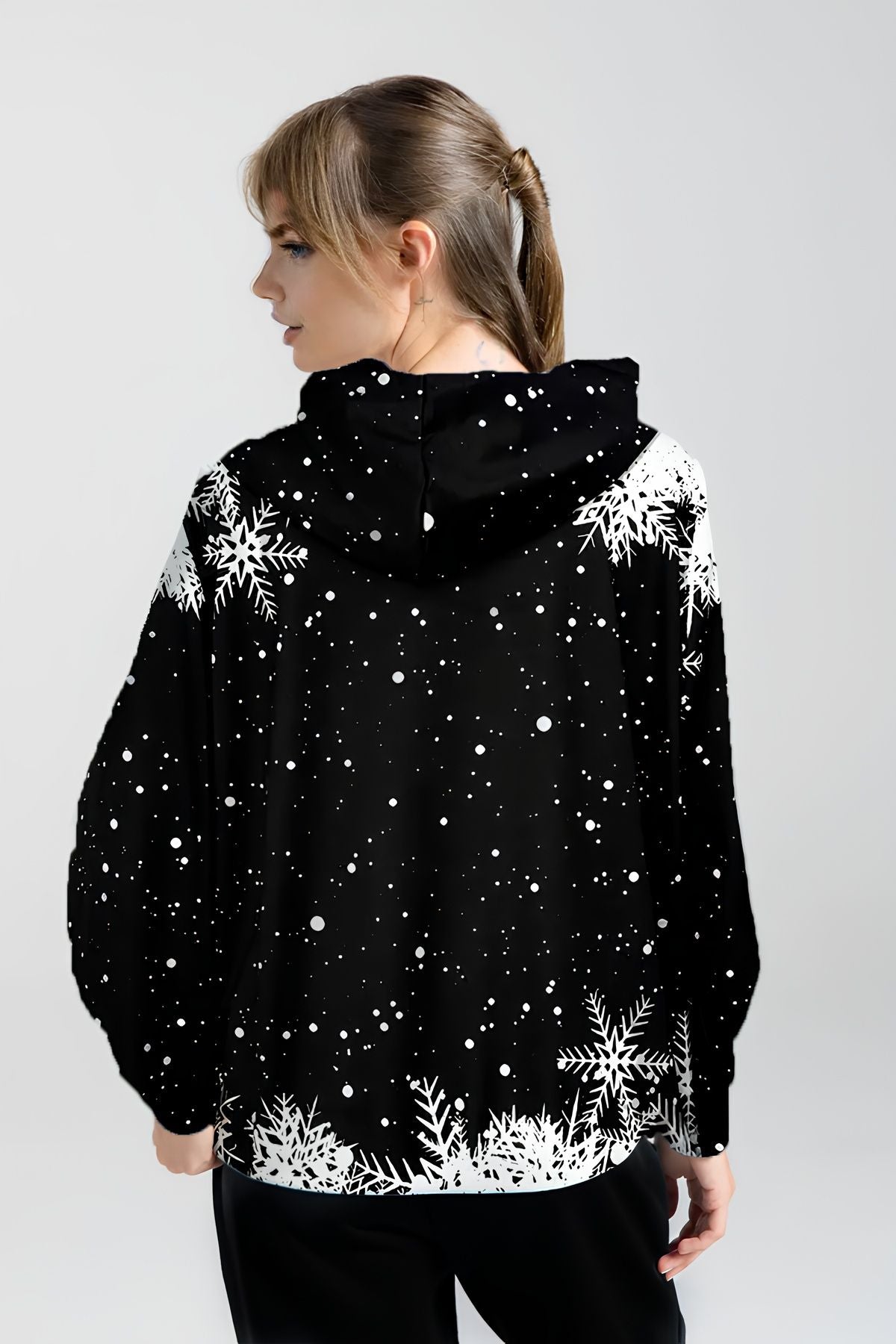 Kar Tanesi Desenli Kadın Hoodie/Sweatshirt