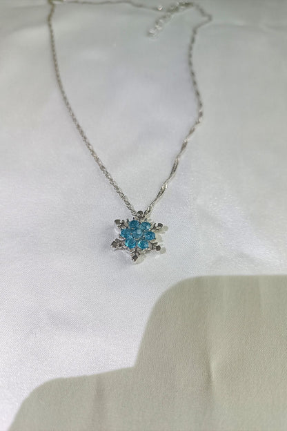 Romantik Kristal Kar Tanesi Kolye Paslanmaz Çelik