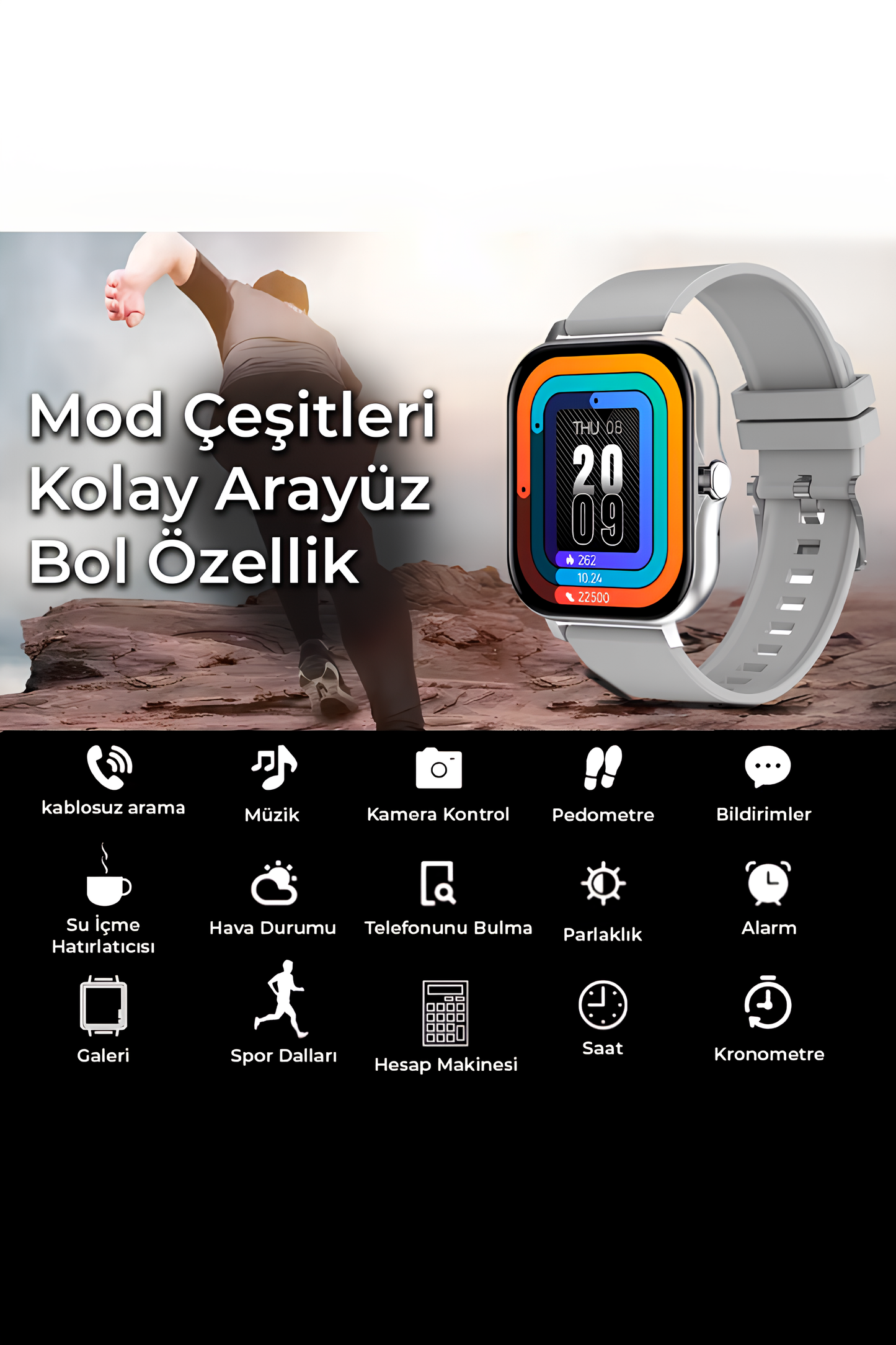 Akıllı Saat Yüzlerce Mod + Ekstra Metal Kordon Hediyeli!