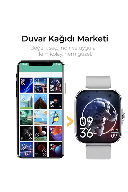 Akıllı Saat Yüzlerce Mod + Ekstra Metal Kordon Hediyeli!