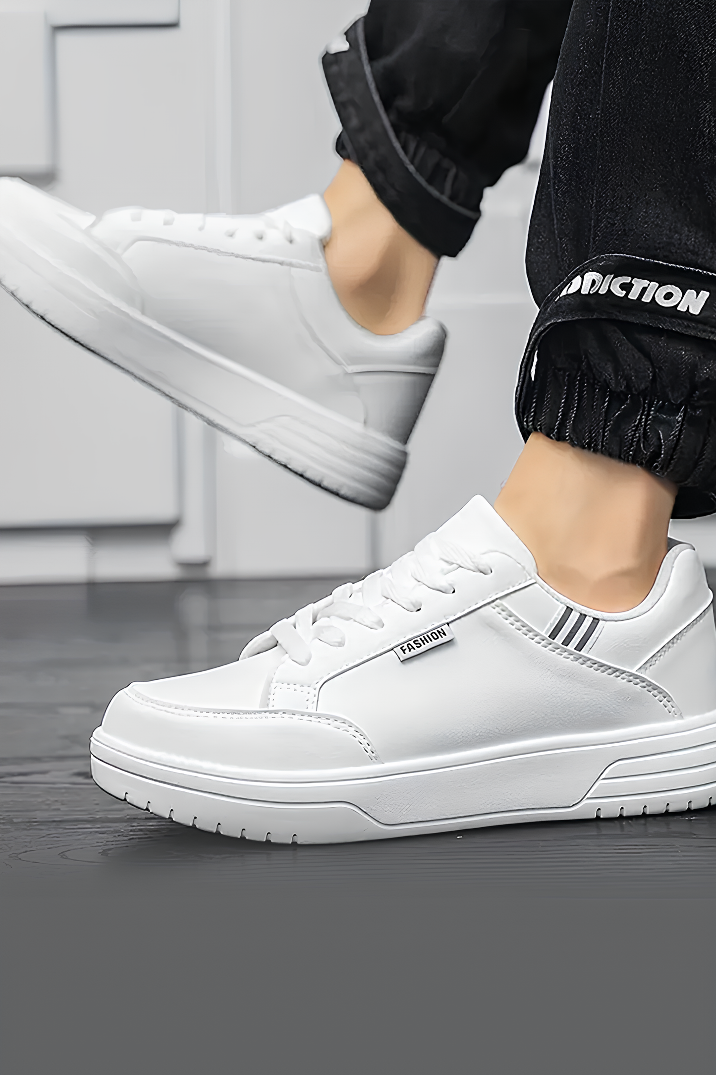 Erkek Beyaz Kalın Taban Spor Ayakkabı - Günlük Rahat Sneaker Modeli