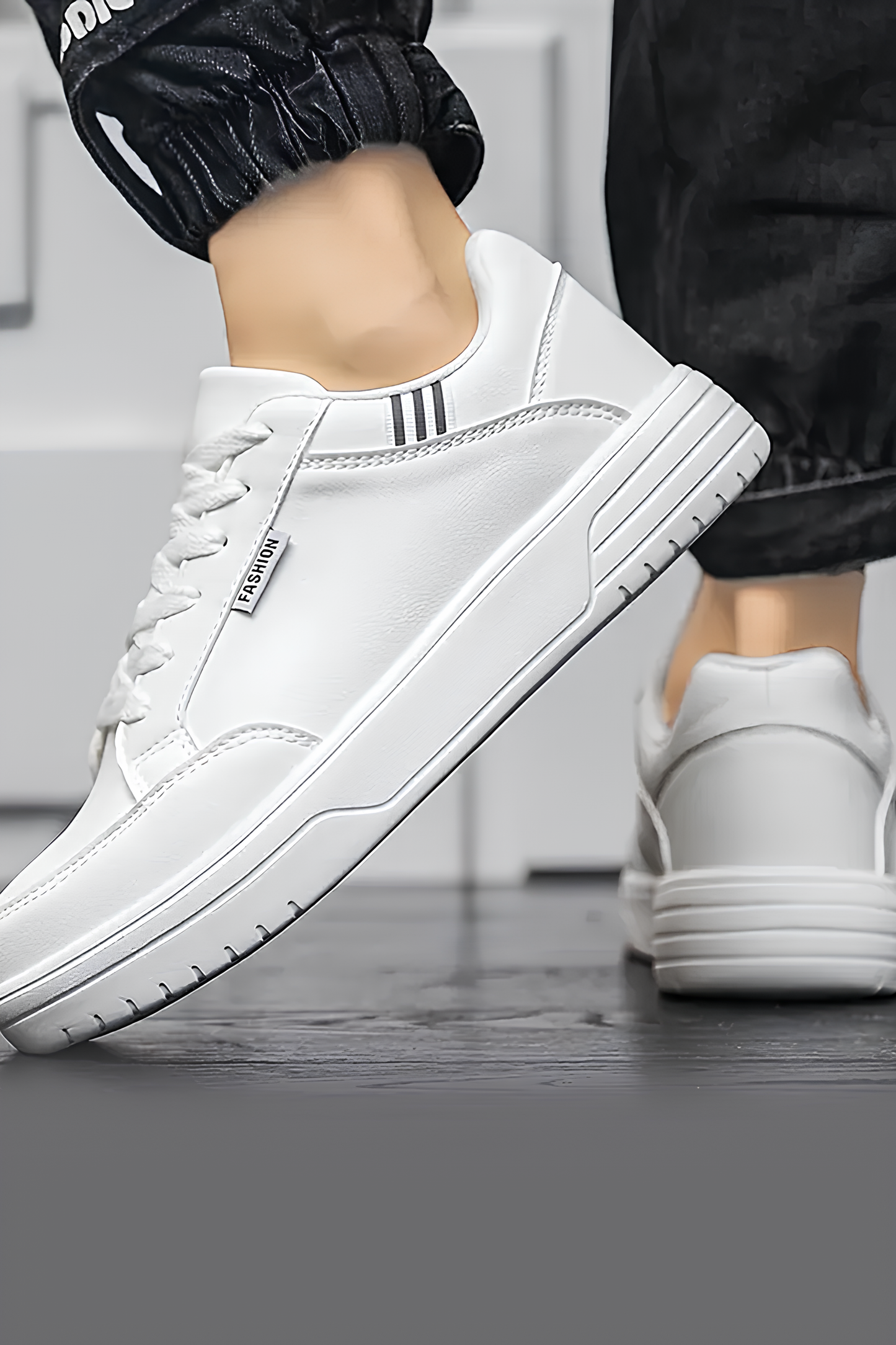 Erkek Beyaz Kalın Taban Spor Ayakkabı - Günlük Rahat Sneaker Modeli