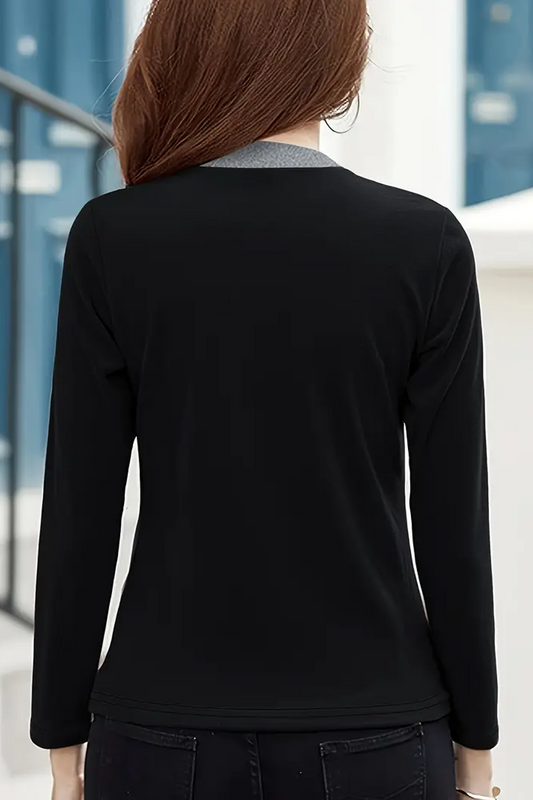 Kadın Esnek Örme T-shirt – Gündelik, Ev ve Dış Mekan Kullanımı İçin Stand Yaka Tasarım