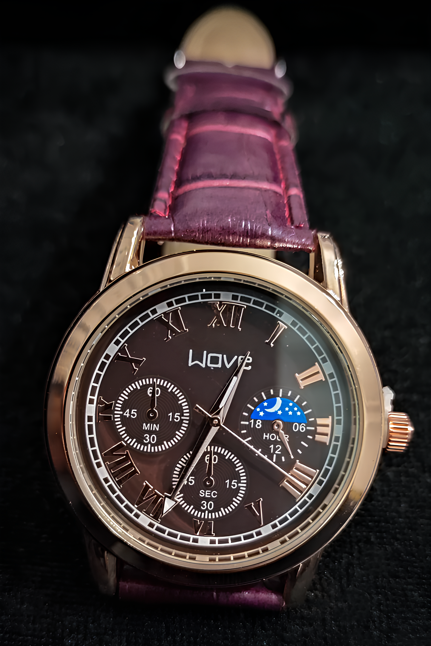 Bordo Deri Kordonlu Rose Gold Unisex - Erkek, Kadın Kol Saati
