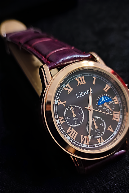 Bordo Deri Kordonlu Rose Gold Unisex - Erkek, Kadın Kol Saati
