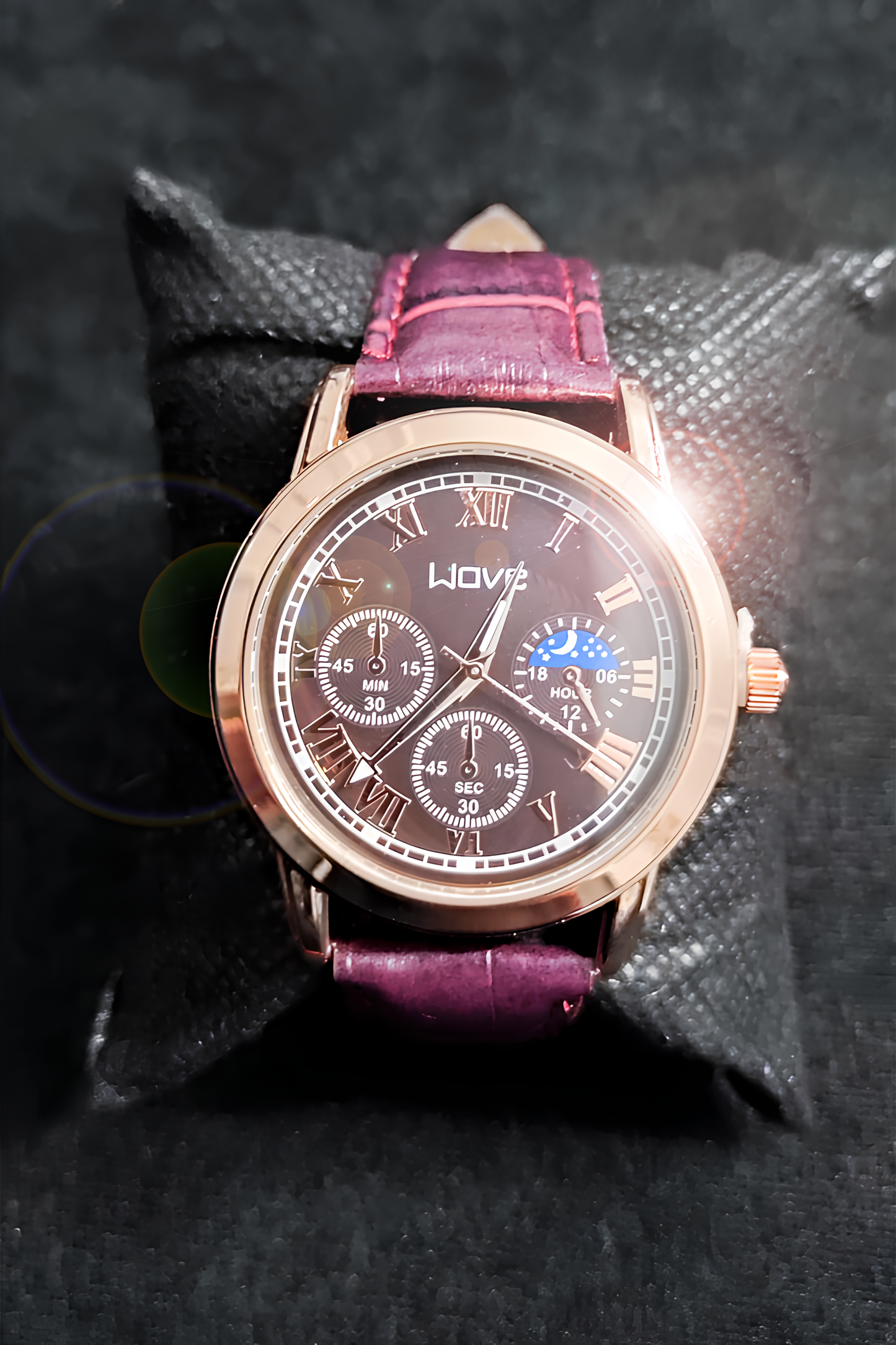 Bordo Deri Kordonlu Rose Gold Unisex - Erkek, Kadın Kol Saati