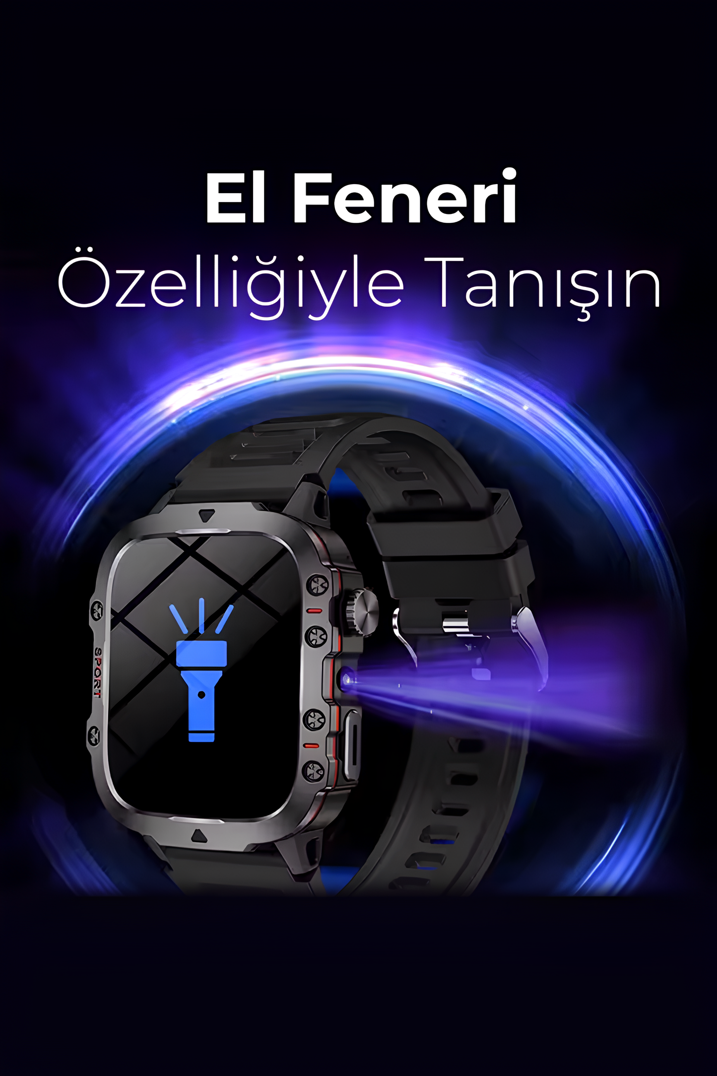 Akıllı Saat El Feneri Özellikli - Yüzlerce Modlu - Nabız İzleme