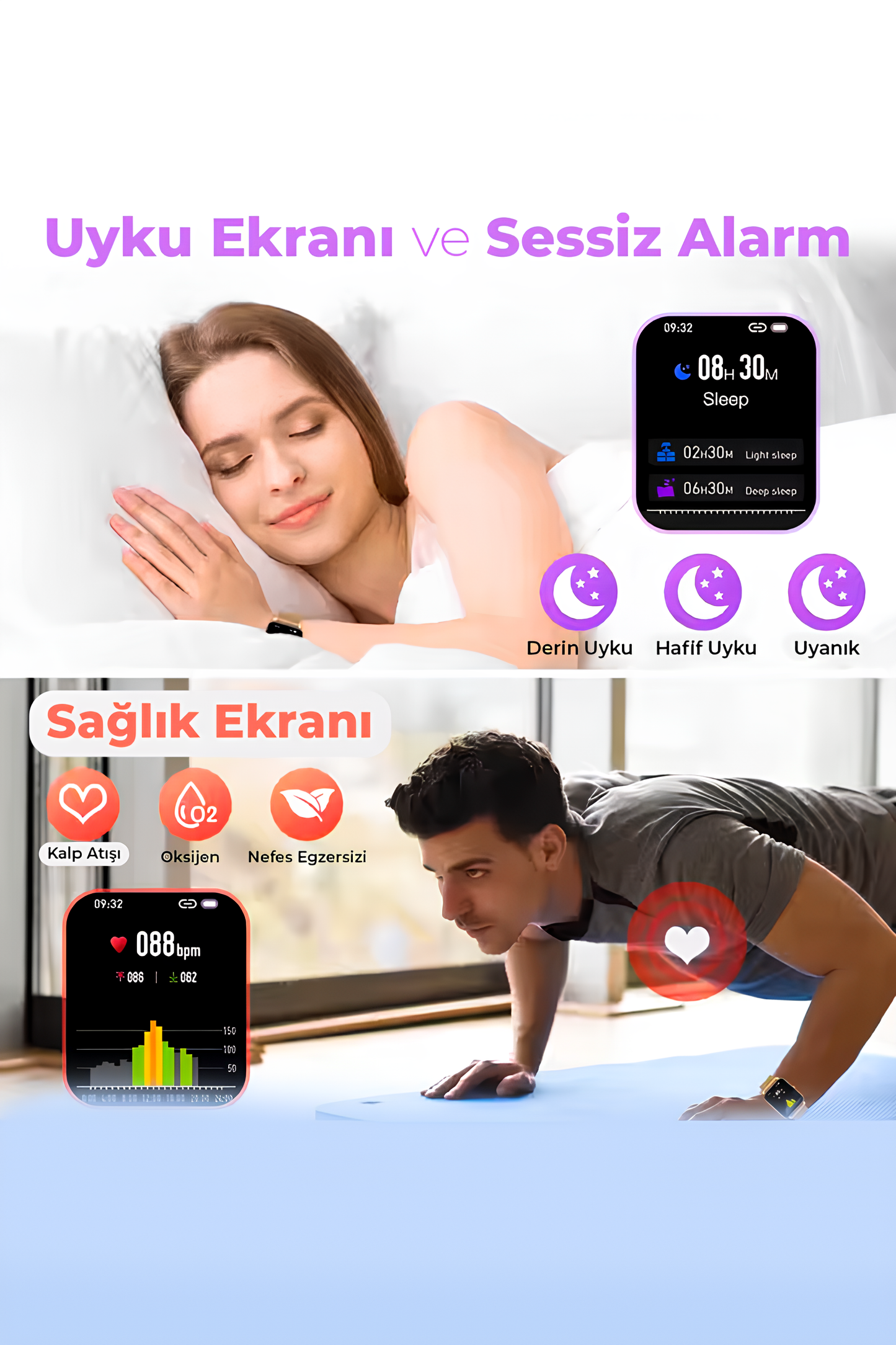 Bluetooth Görüşmeli Akıllı Saat Mikrofonlu, Mesaj Bildirimli, Sesli Asistanlı