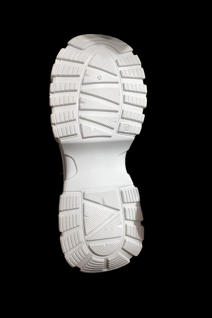 Kadın Beyaz Kahverengi Detaylı Kalın Taban Spor Ayakkabı - Rahat ve Şık Sneaker